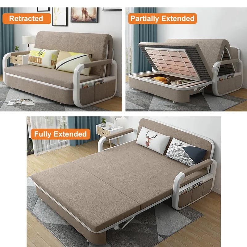 Sleeper Sofa Bed Loveseat Cotton & Linen Upholstered with Solid Wood Frame