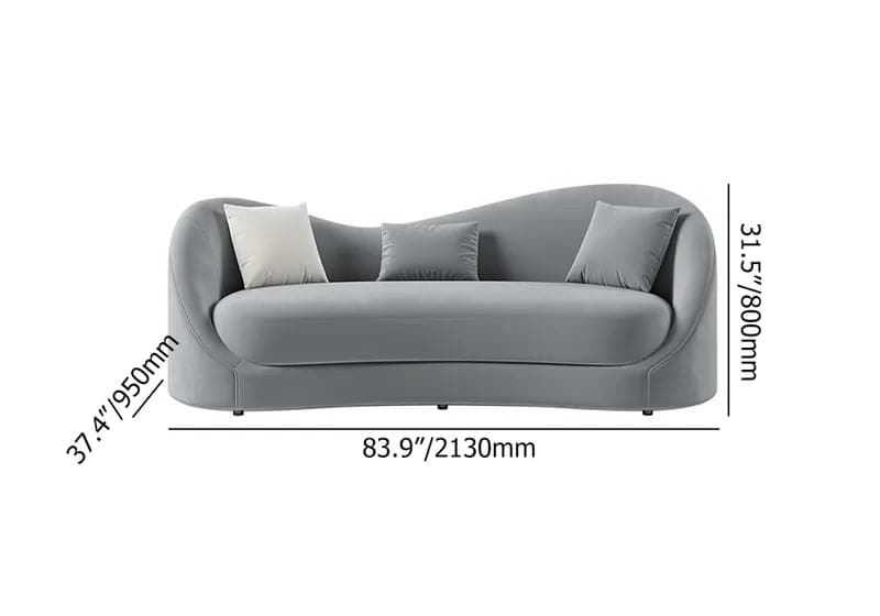 Luxury 84" Gray&White Velvet Upholstered Sofa 3-Seater Sofa Solid Wood Frame
