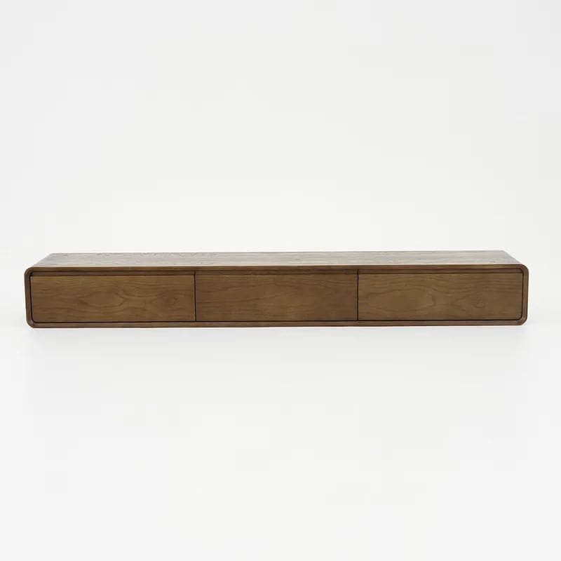 Mid Century Floating Wood TV Stand in Walnut with 3 Drawers for TVs Up to 85"