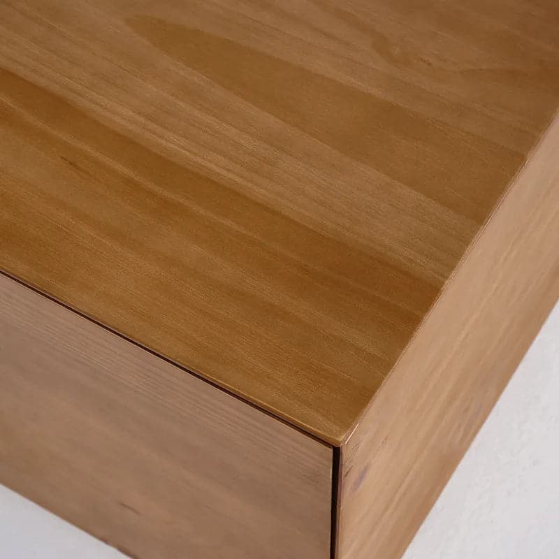 Japandi Square Coffee Table with 4 Drawers Storage Wooden Pedestal Coffee Table