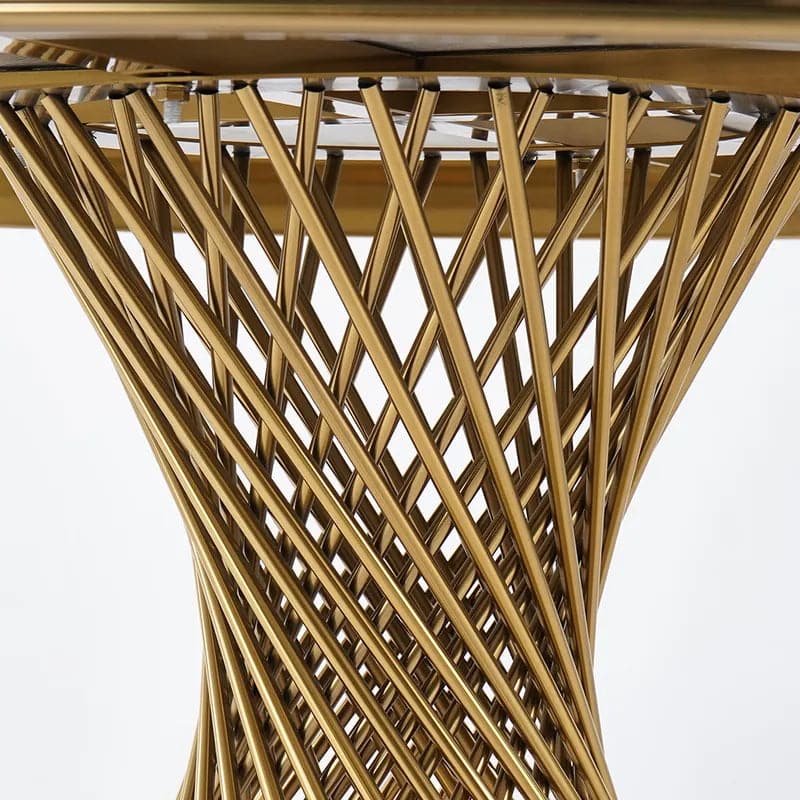 Modern 51" Round Dining Table Faux Marble Tabletop & Golden Stainless Steel Pedestal