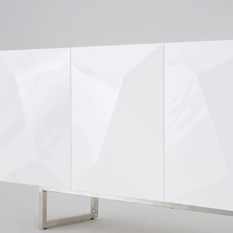 Modern 71 Inch White Buffet Sideboard Kitchen Cabinet with 4 Doors Adjustable Shelves