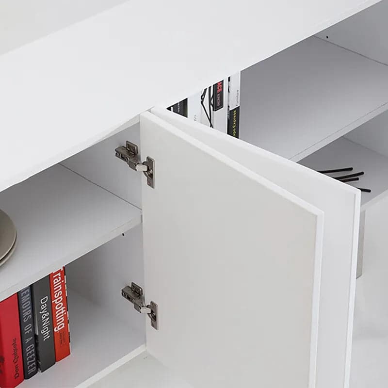 Modern 71 Inch White Buffet Sideboard Kitchen Cabinet with 4 Doors Adjustable Shelves