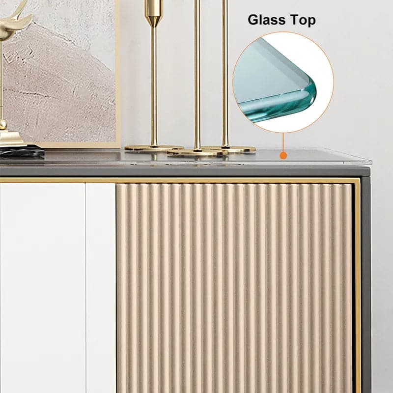 Meuble TV moderne de 79 pouces, console TV avec tiroirs, console multimédia avec portes