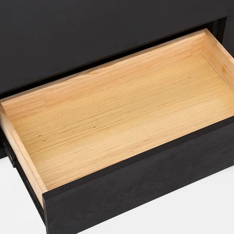 Modern 94 inches Black TV Stand Rectangle Media Console Wood with 4 Drawers#Black