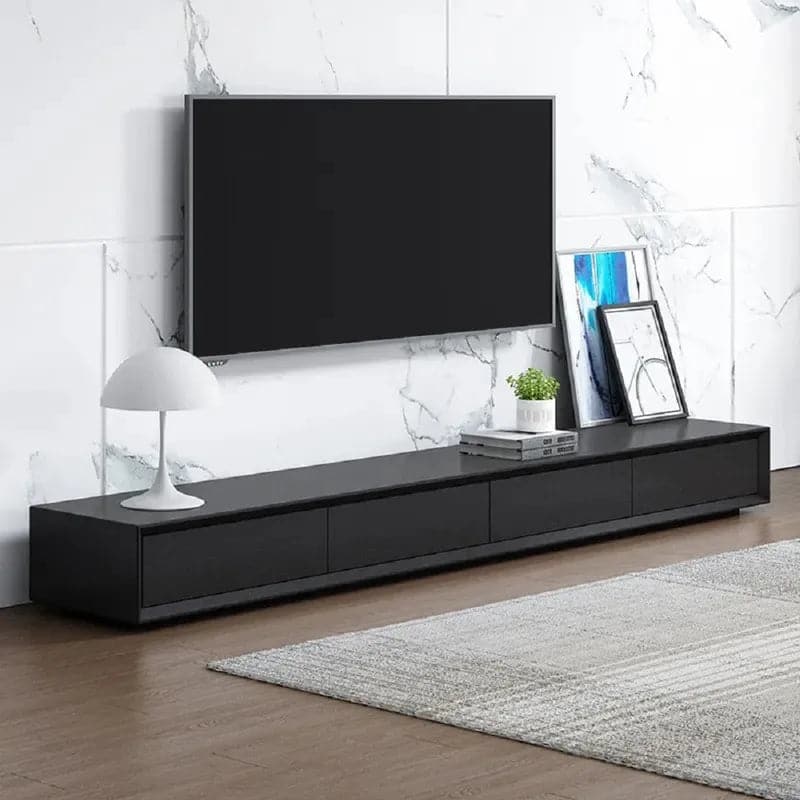 Modern 94 inches Black TV Stand Rectangle Media Console Wood with 4 Drawers#Black
