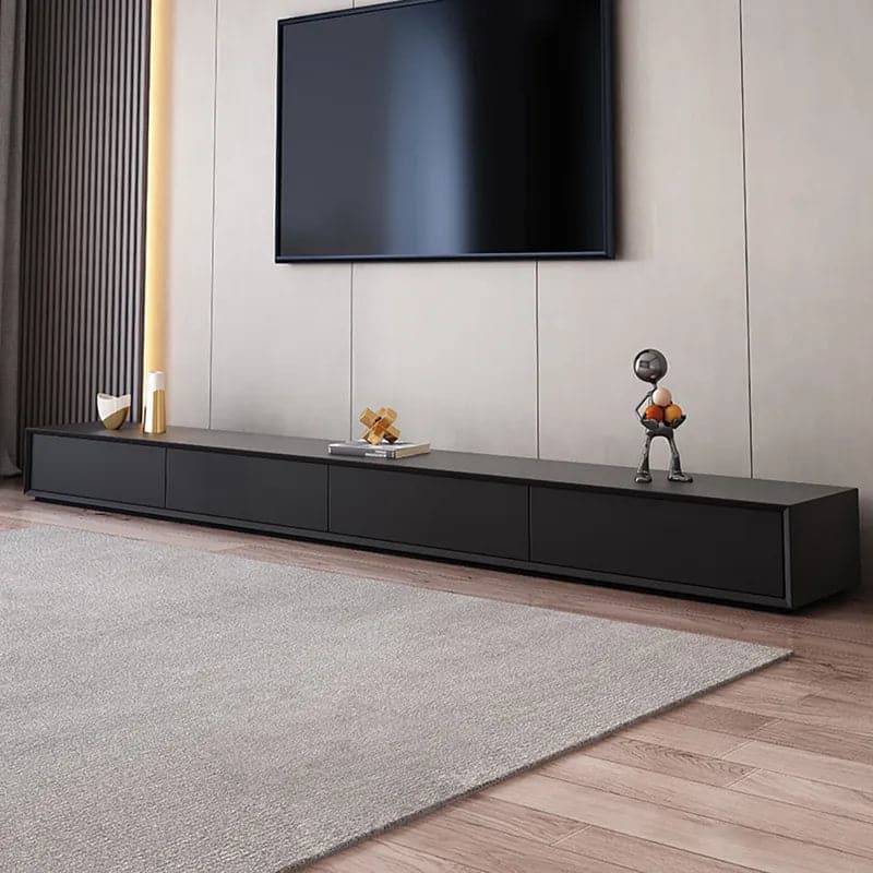 Modern 94 inches Black TV Stand Rectangle Media Console Wood with 4 Drawers#Black