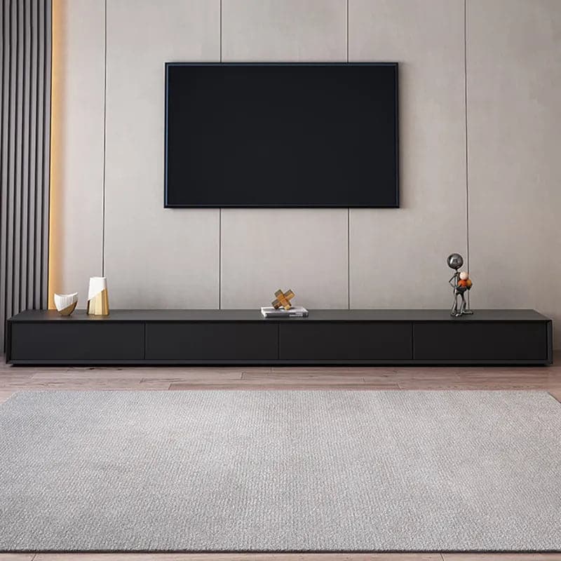 Modern 94 inches Black TV Stand Rectangle Media Console Wood with 4 Drawers#Black