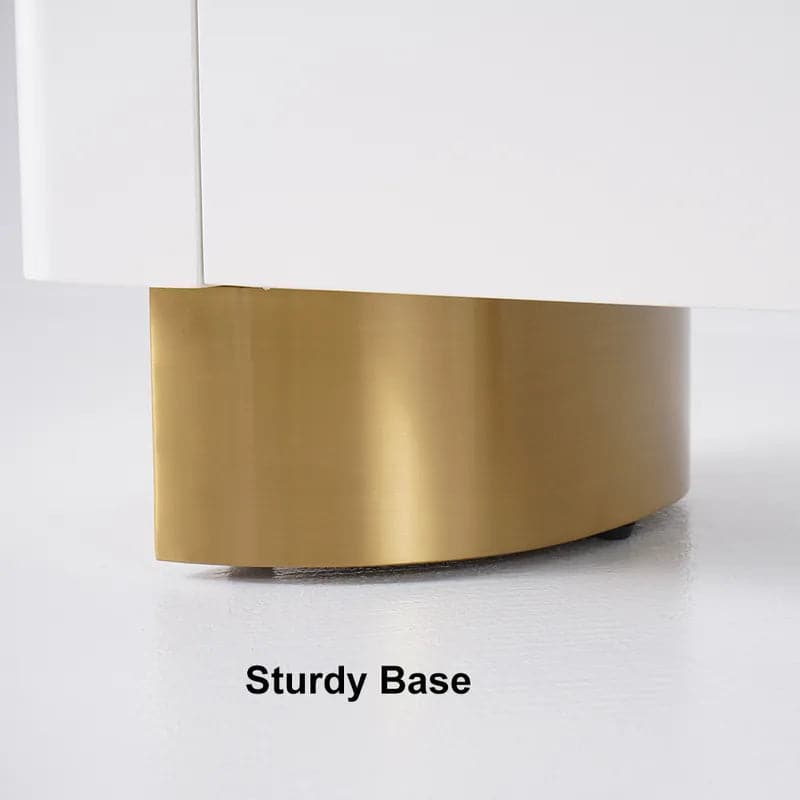 Meuble TV moderne beige avec dessus en pierre 4 portes avec console multimédia de rangement pour téléviseurs jusqu'à 85"