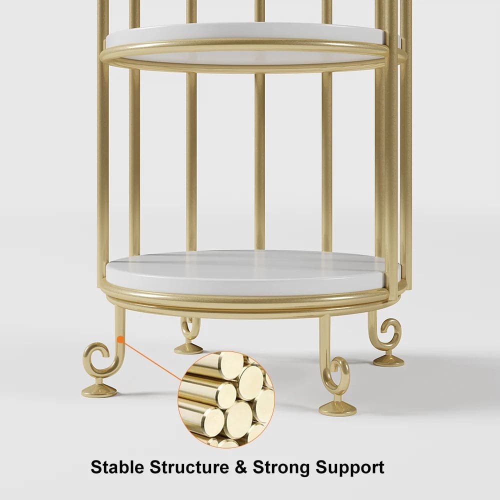 Support de fleurs en forme de Cage à oiseaux moderne, tour de rangement pour salle de bains, bibliothèque dorée