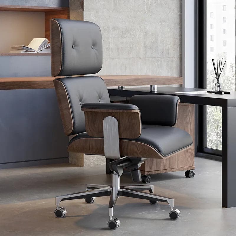 Modern Black Home Office Chair Upholstered Swivel Task Adjustable Height