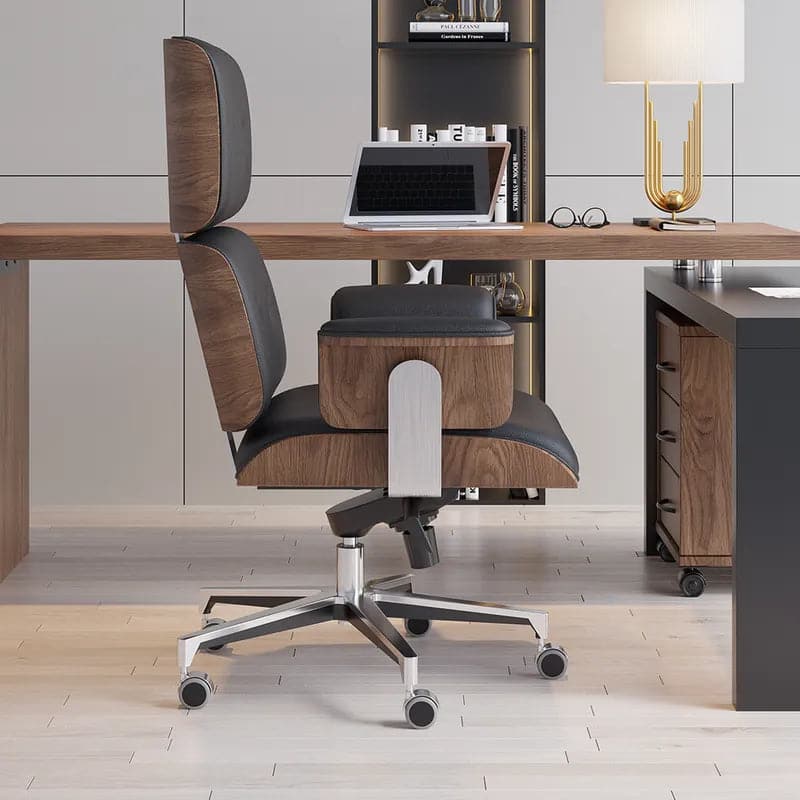 Modern Black Home Office Chair Upholstered Swivel Task Adjustable Height