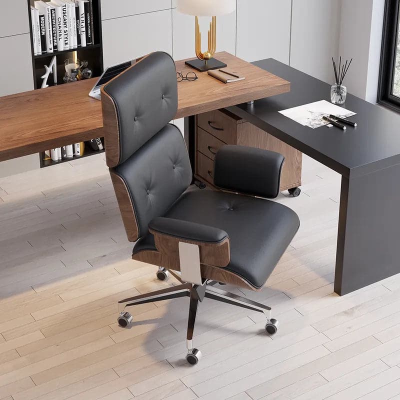 Modern Black Home Office Chair Upholstered Swivel Task Adjustable Height