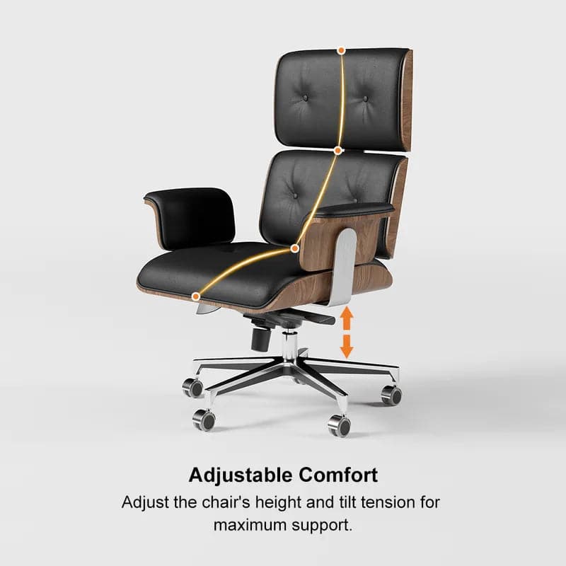 Modern Black Home Office Chair Upholstered Swivel Task Adjustable Height