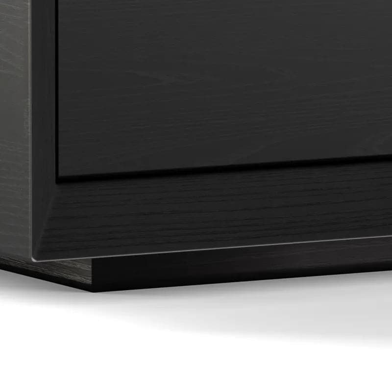 Modern Black Rectangular TV Stand Wood Media Console 3 Drawers for TVs Up to 80 Inches#Black