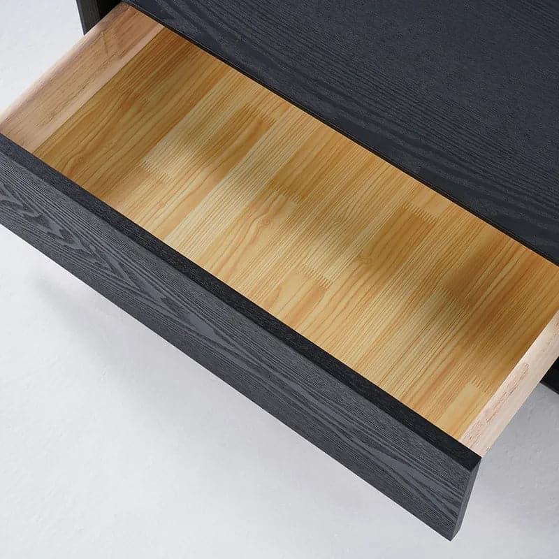 Modern Black Rectangular TV Stand Wood Media Console 3 Drawers for TVs Up to 80 Inches#Black