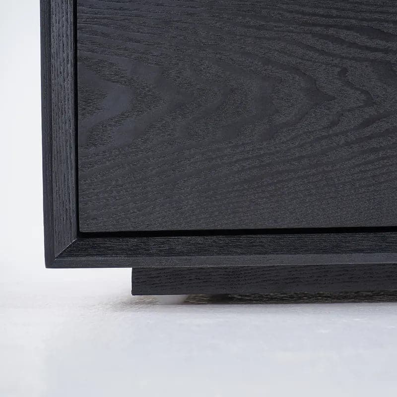 Modern Black Rectangular TV Stand Wood Media Console 3 Drawers for TVs Up to 80 Inches#Black
