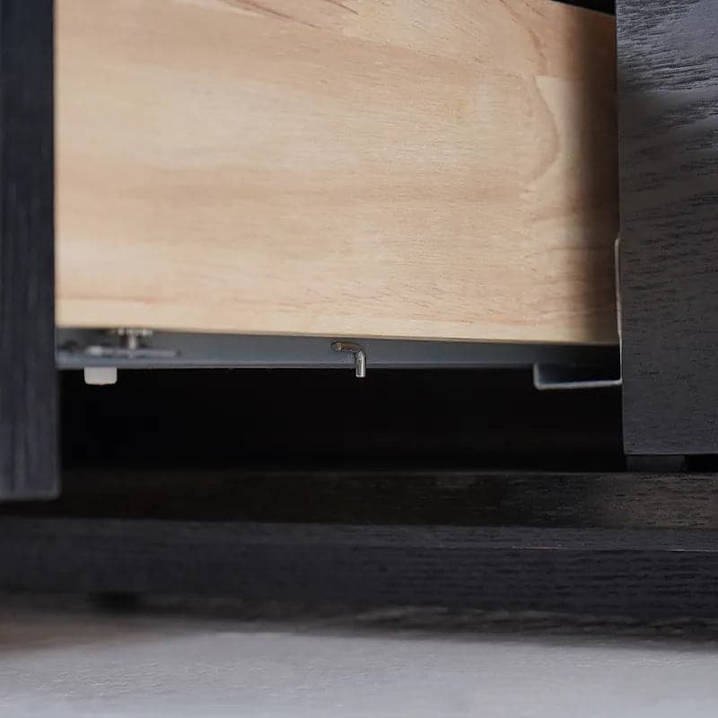 Modern Black Rectangular TV Stand Wood Media Console 3 Drawers for TVs Up to 80 Inches#Black