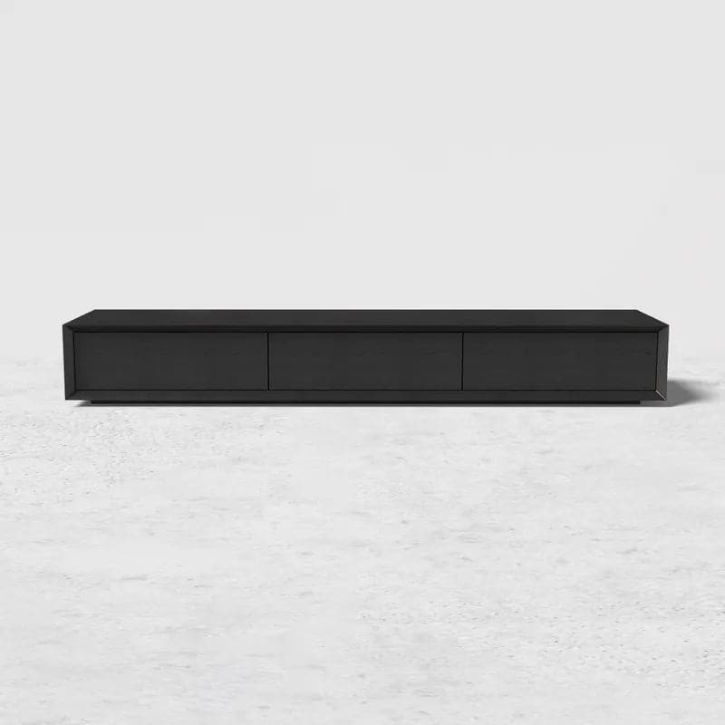 Modern Black Rectangular TV Stand Wood Media Console 3 Drawers for TVs Up to 80 Inches#Black