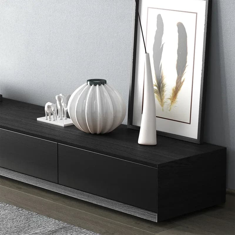 Modern Black Rectangular TV Stand Wood Media Console 3 Drawers for TVs Up to 80 Inches#Black