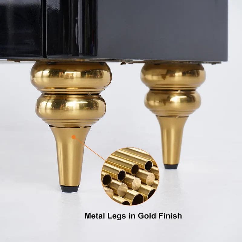 Meuble TV moderne noir, 4 portes, 2 tiroirs, console multimédia luxueuse pour téléviseurs jusqu'à 85"