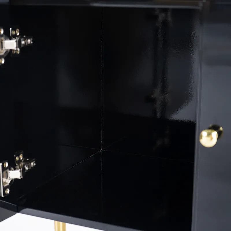 Meuble TV moderne noir, 4 portes, 2 tiroirs, console multimédia luxueuse pour téléviseurs jusqu'à 85"