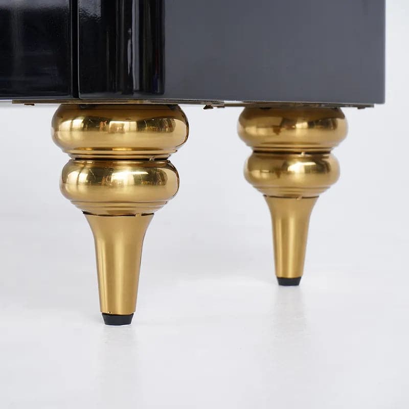 Meuble TV moderne noir, 4 portes, 2 tiroirs, console multimédia luxueuse pour téléviseurs jusqu'à 85"