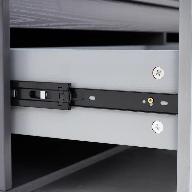 Meuble TV moderne rétractable et extensible en bois noir avec 3 tiroirs jusqu'à 120"