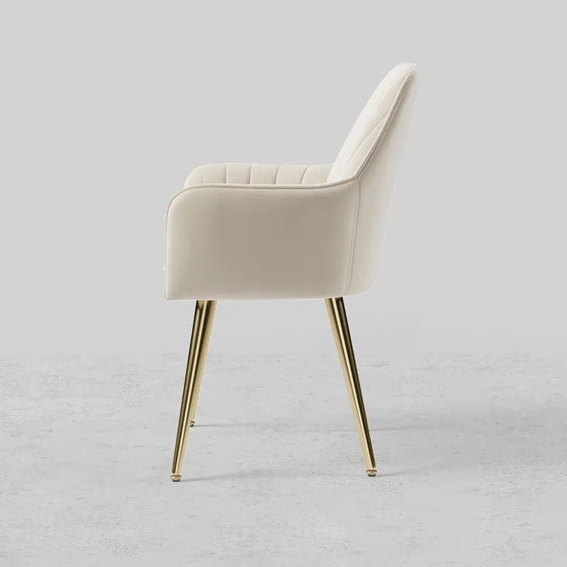 Modern Dining Chair Beige Velvet Upholstered Dining Chairs With Arms (Set of 2)