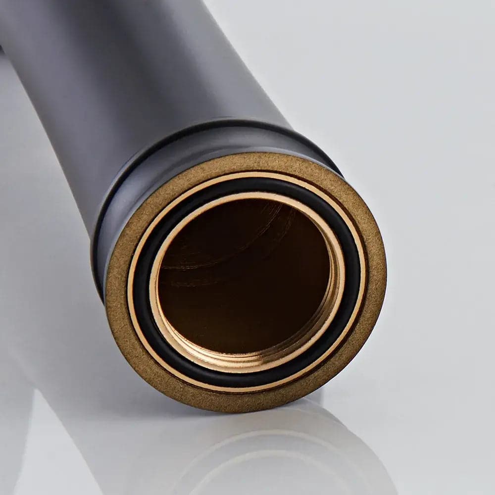 Modern Elegant Waterfall Bathroom Vessel Sink Faucet Single Handle Solid Brass in Black