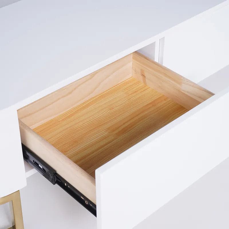 Modern Extending TV Stand with Storage Oval White and Natural Media Console#White & Natural