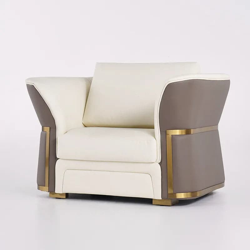 Ensemble de canapé de salon moderne en simili cuir en marron et blanc, ensemble de 3