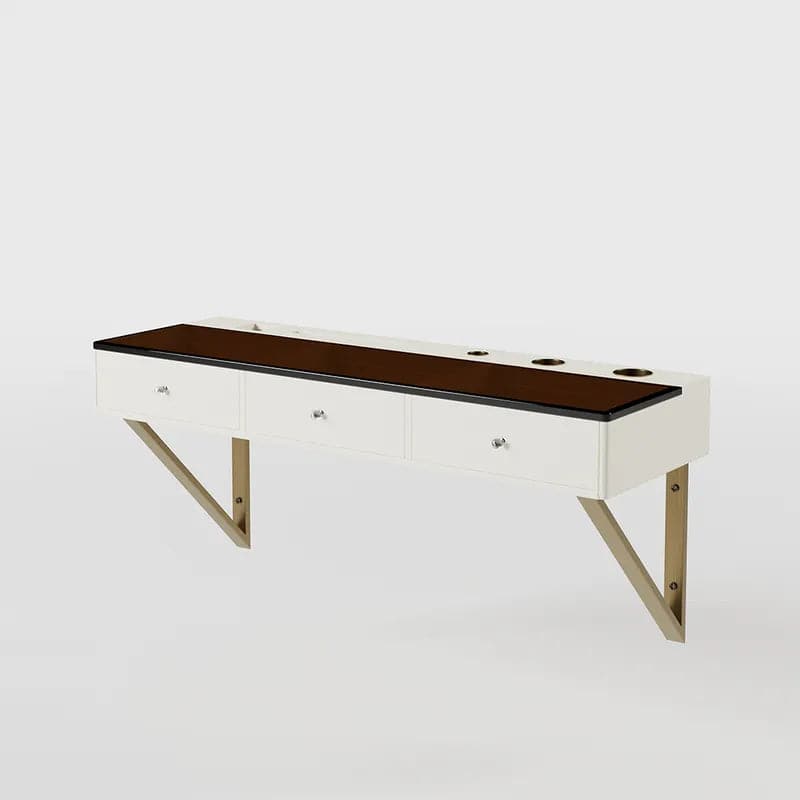 Modern Floating Makeup Vanity Tempered Glass Top Wall Mounted Beauty Station