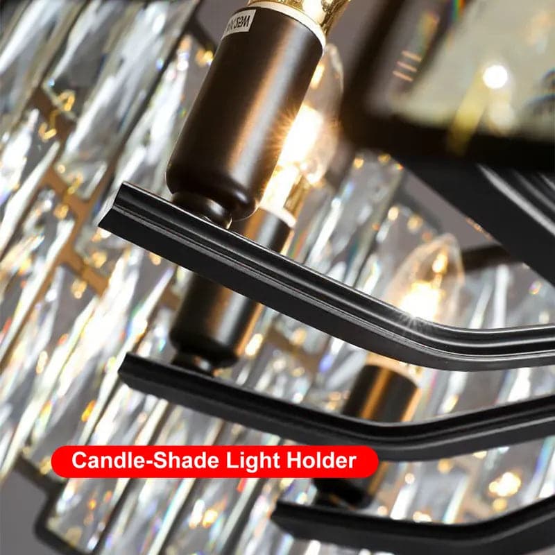 Modern Geometric Crystal Chandelier 10/14-Light with Adjustable Chain in Black