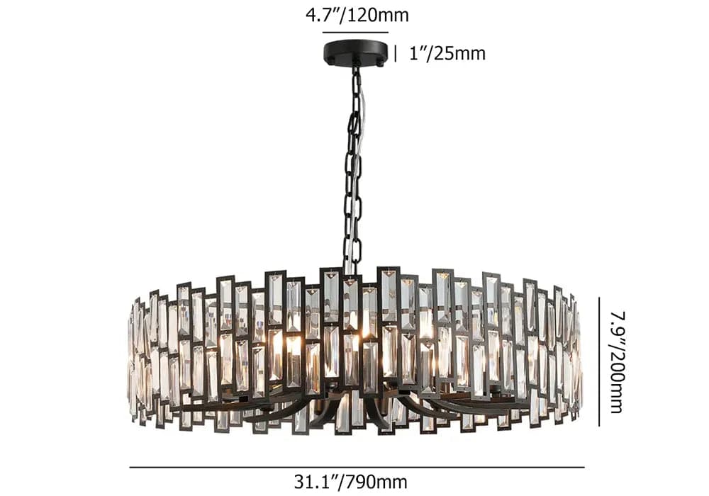 Modern Geometric Crystal Chandelier 10/14-Light with Adjustable Chain in Black