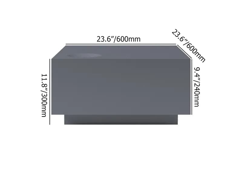 Table basse grise moderne avec table basse carrée de rangement avec tiroir
