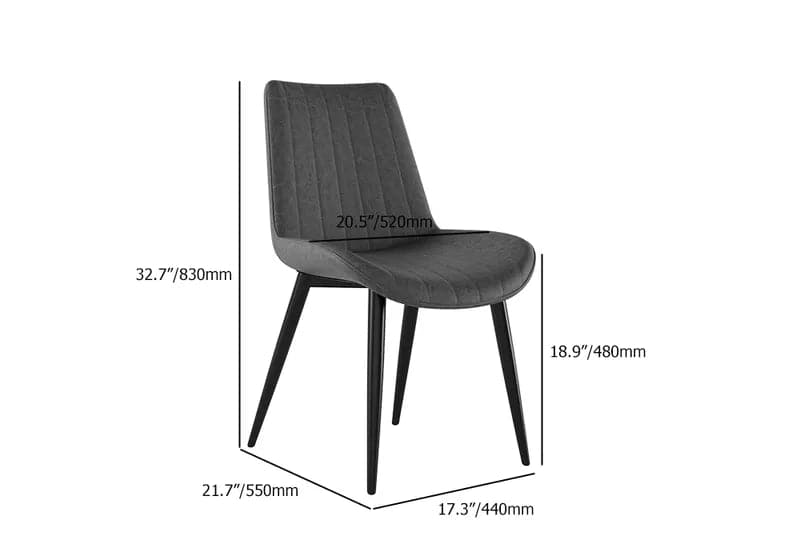 Modern Gray Dining Room Chairs PU Leather Upholstered (Set of 2)