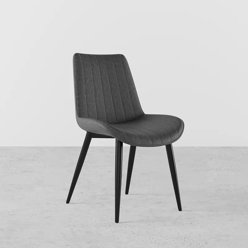 Modern Gray Dining Room Chairs PU Leather Upholstered (Set of 2)