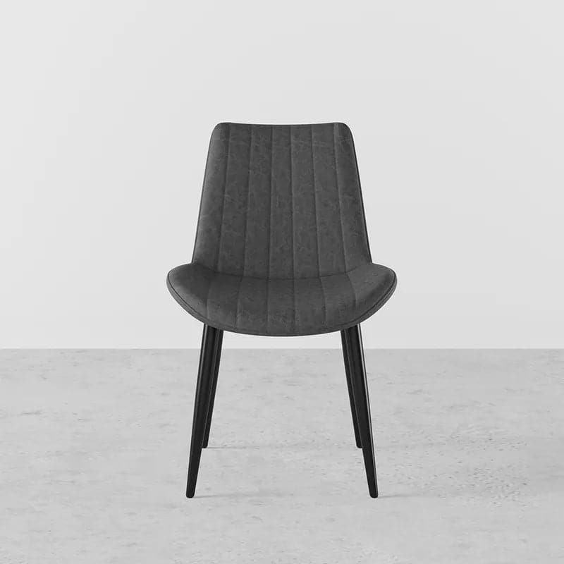 Modern Gray Dining Room Chairs PU Leather Upholstered (Set of 2)