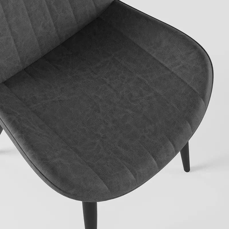 Modern Gray Dining Room Chairs PU Leather Upholstered (Set of 2)