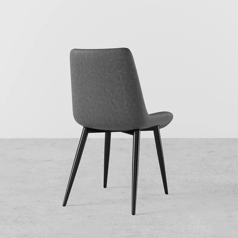 Modern Gray Dining Room Chairs PU Leather Upholstered (Set of 2)