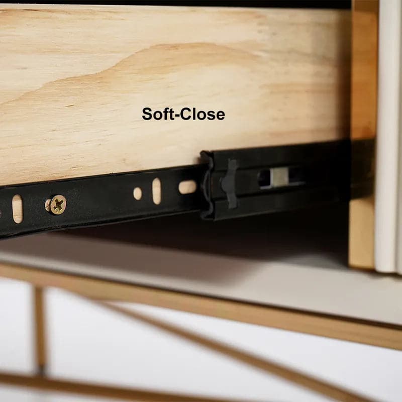 Meuble TV moderne blanc cassé, console multimédia rectangulaire pour téléviseurs de 85 pouces avec 4 tiroirs et portes