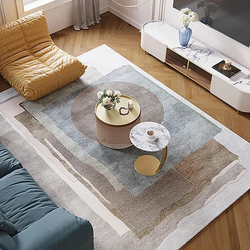 Meuble TV ovale moderne avec rangement et portes vitrées en blanc pour téléviseur jusqu'à 85 pouces