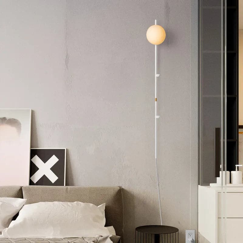 Modern Plug-in Black/White Wall Sconce Globe Shade Indoor Wall Light