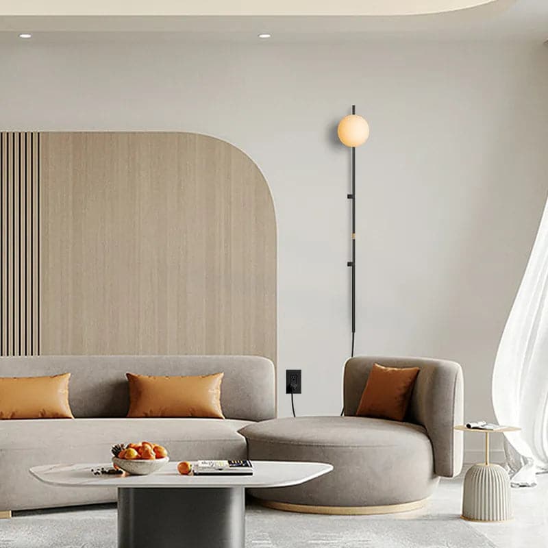 Modern Plug-in Black/White Wall Sconce Globe Shade Indoor Wall Light