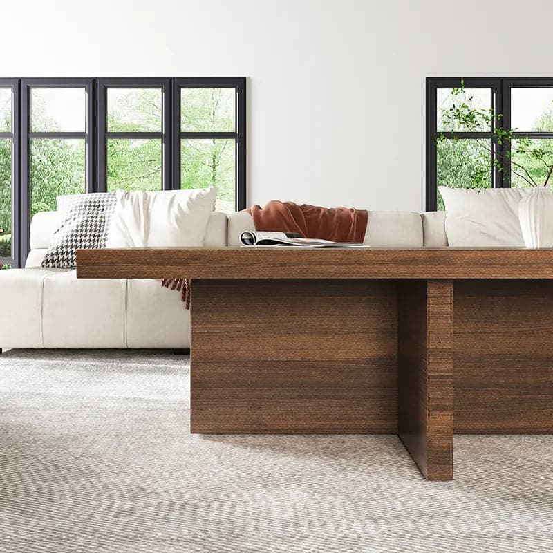 Modern Rectangle Wood Coffee Table Cocktail Table Distressed Finish#Distressed