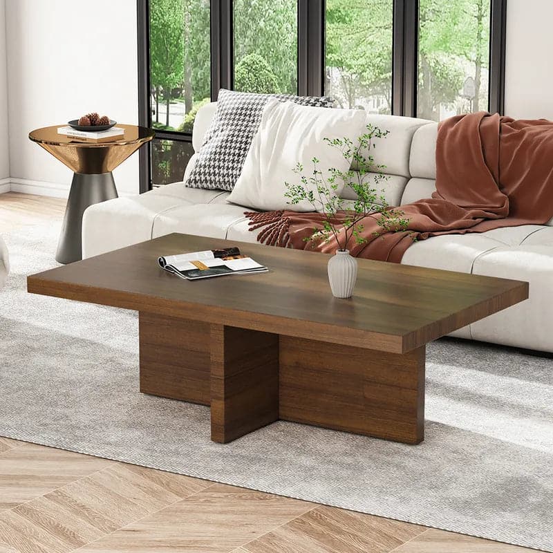 Modern Rectangle Wood Coffee Table Cocktail Table Distressed Finish#Distressed