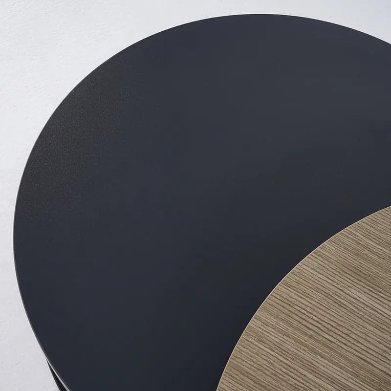 Table basse d'appoint de salon extensible, ronde et moderne, 2 pièces, grise et noire, gigogne