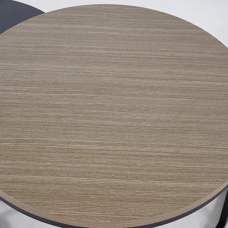 Table basse d'appoint de salon extensible, ronde et moderne, 2 pièces, grise et noire, gigogne