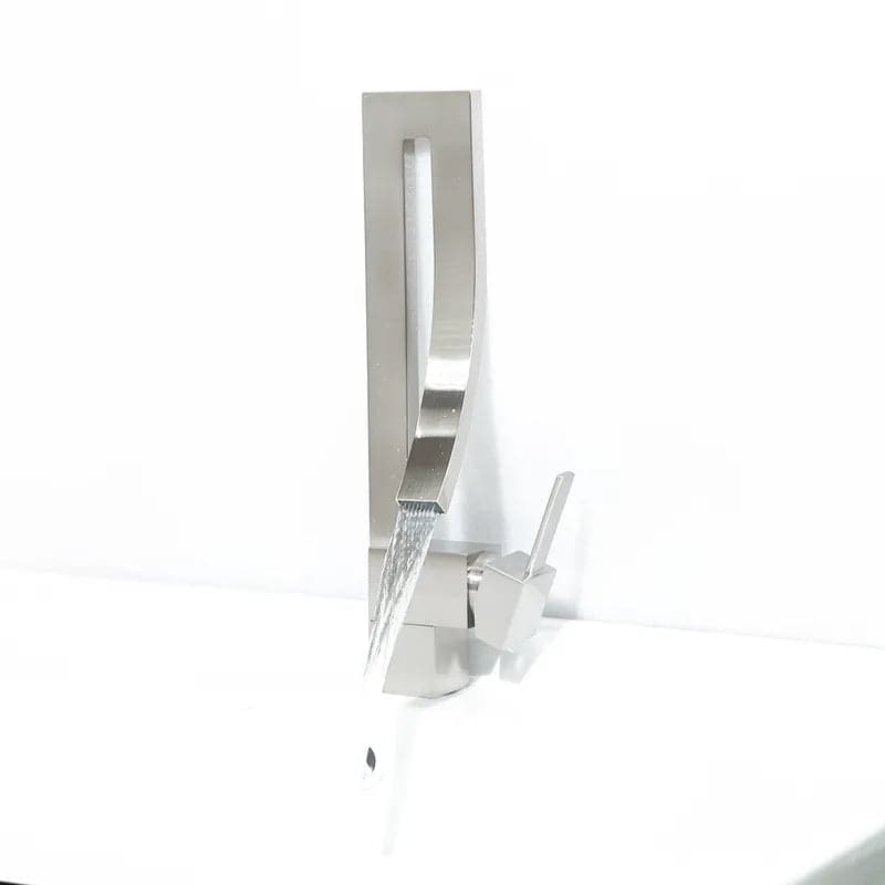 Robinet de lavabo de salle de bains moderne à poignée unique, 1 trou, bec cascade en laiton